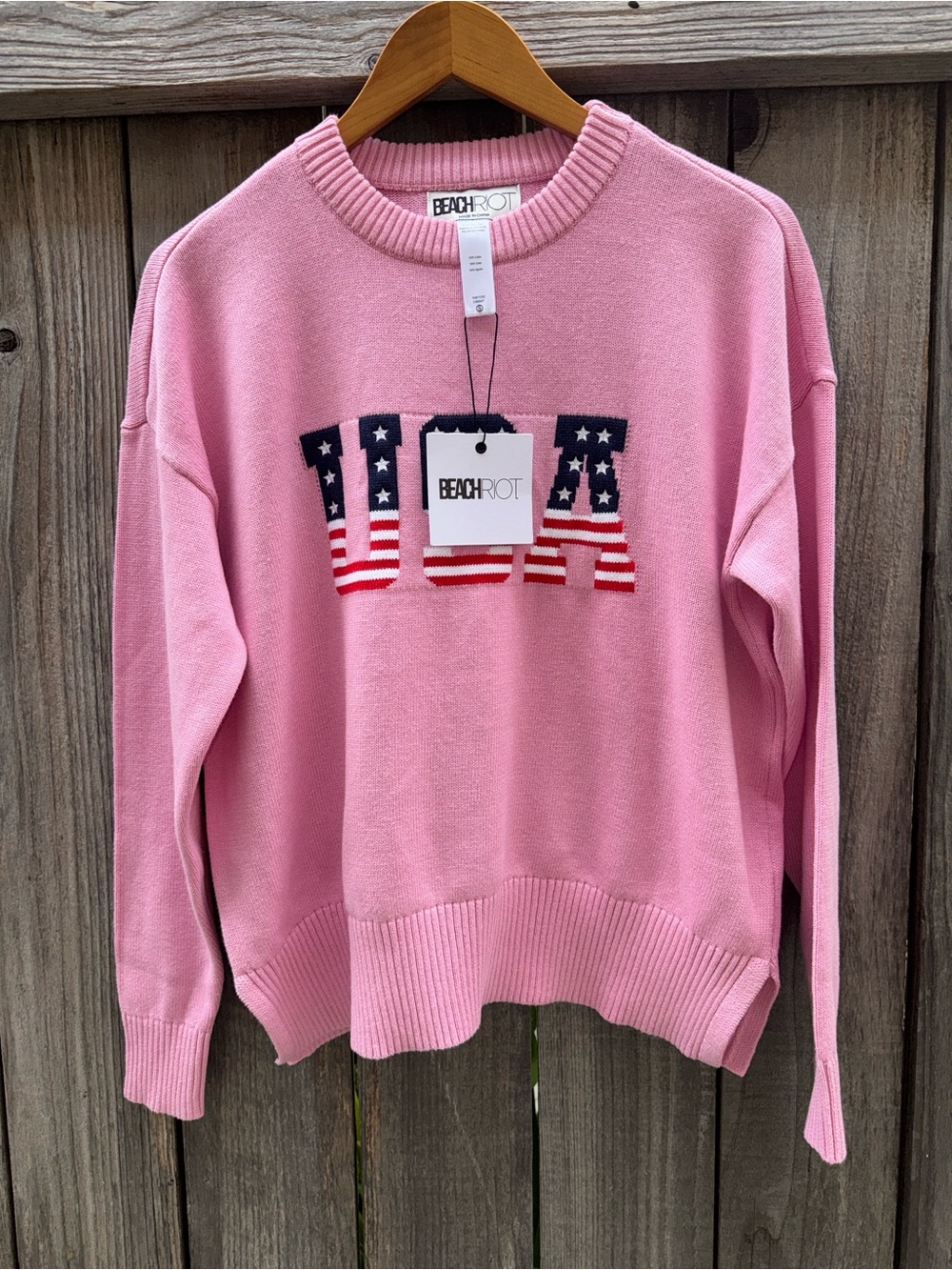 Beach Riot Callie Sweater in Prism Pink Americana Size Small - Picture 3 of 8